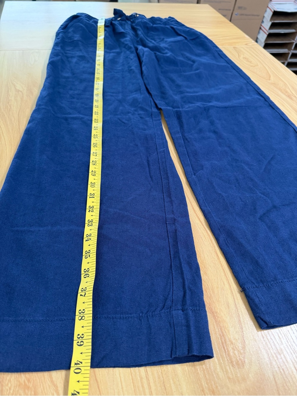 Briggs Womens Pull On Navy Linen Blend Wide Leg Pant Medium - Picture 9 of 11
